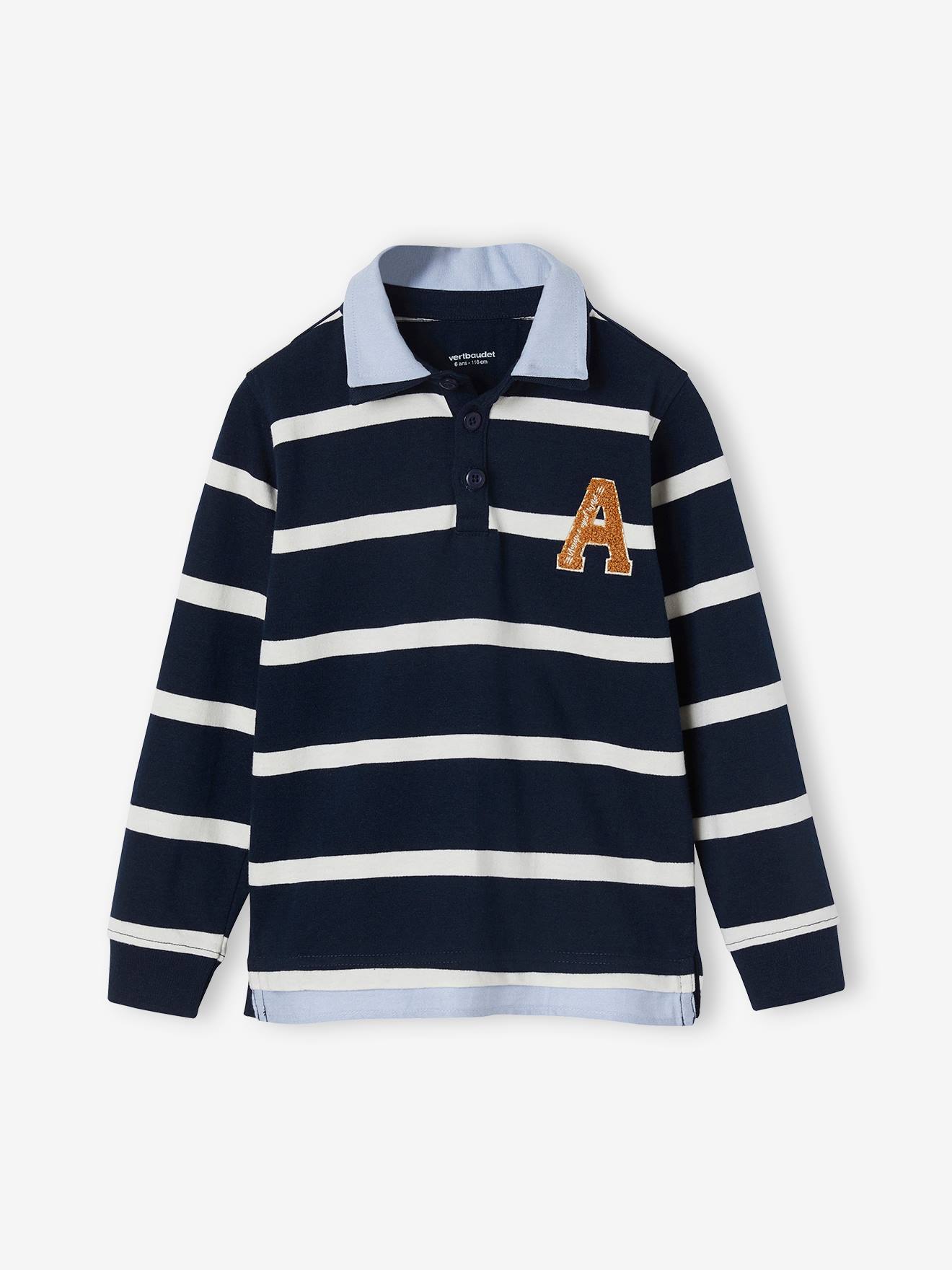 Striped 2-in-1 Effect Polo Shirt, for Boys navy blue