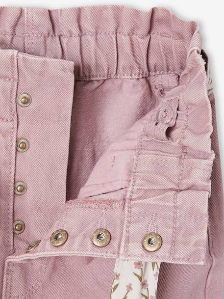 Paperbag Trousers & Floral Belt for Girls cinnamon+green+mauve 