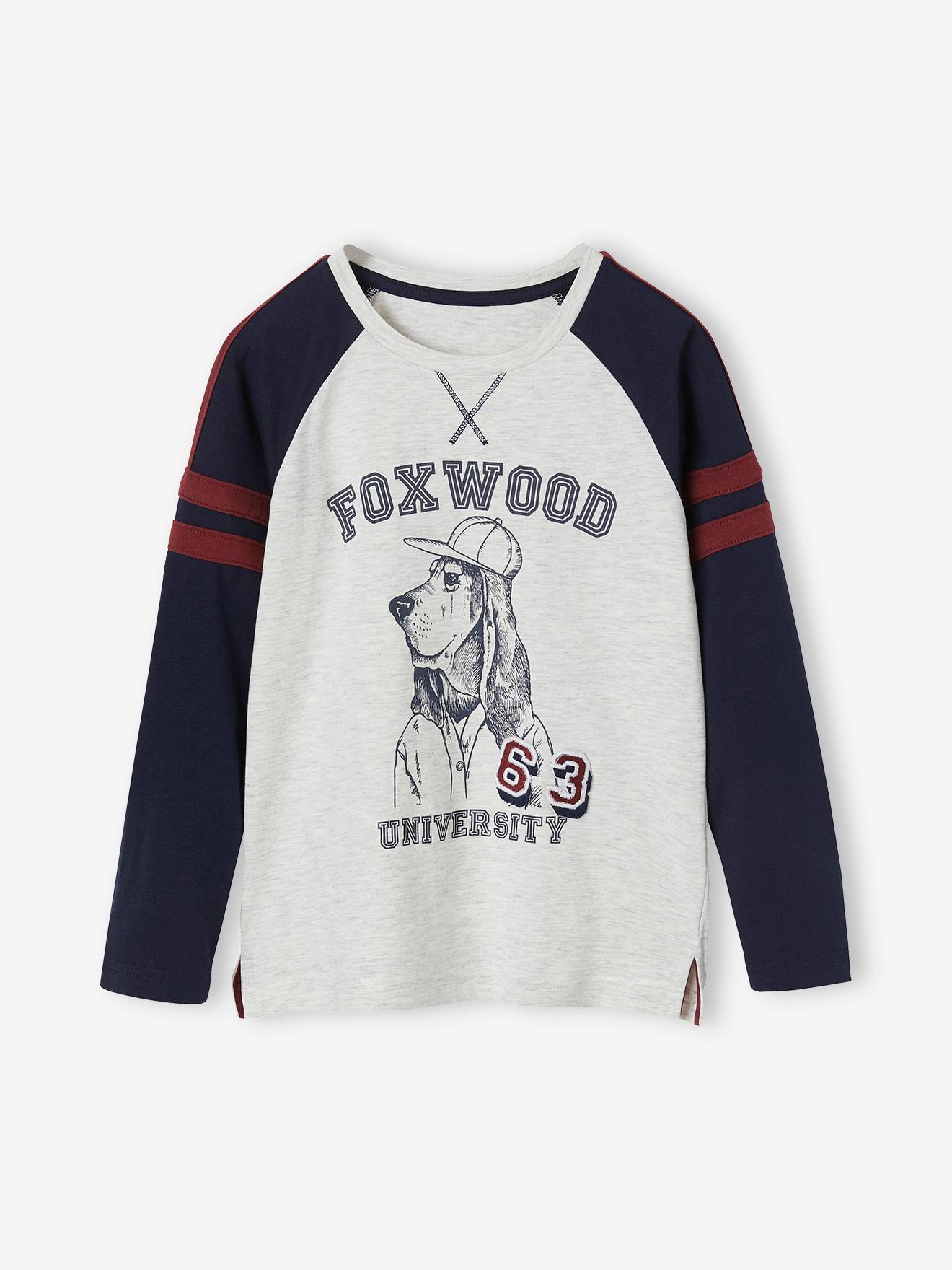 Top with Dog Animation Badge & Long Raglan Sleeves