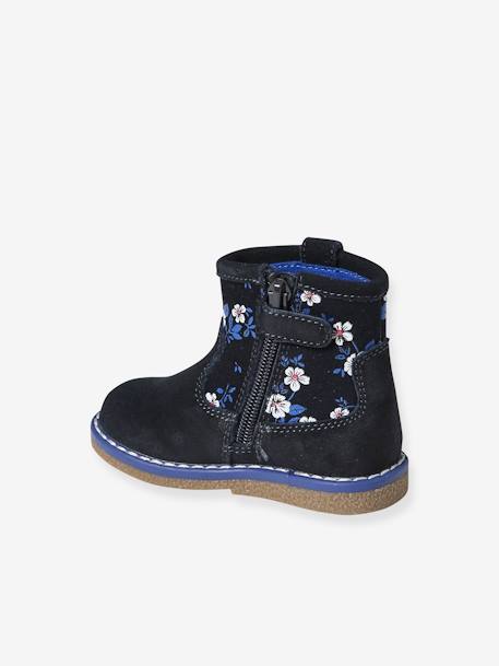 Printed Leather Boots with Zip for Babies printed blue 