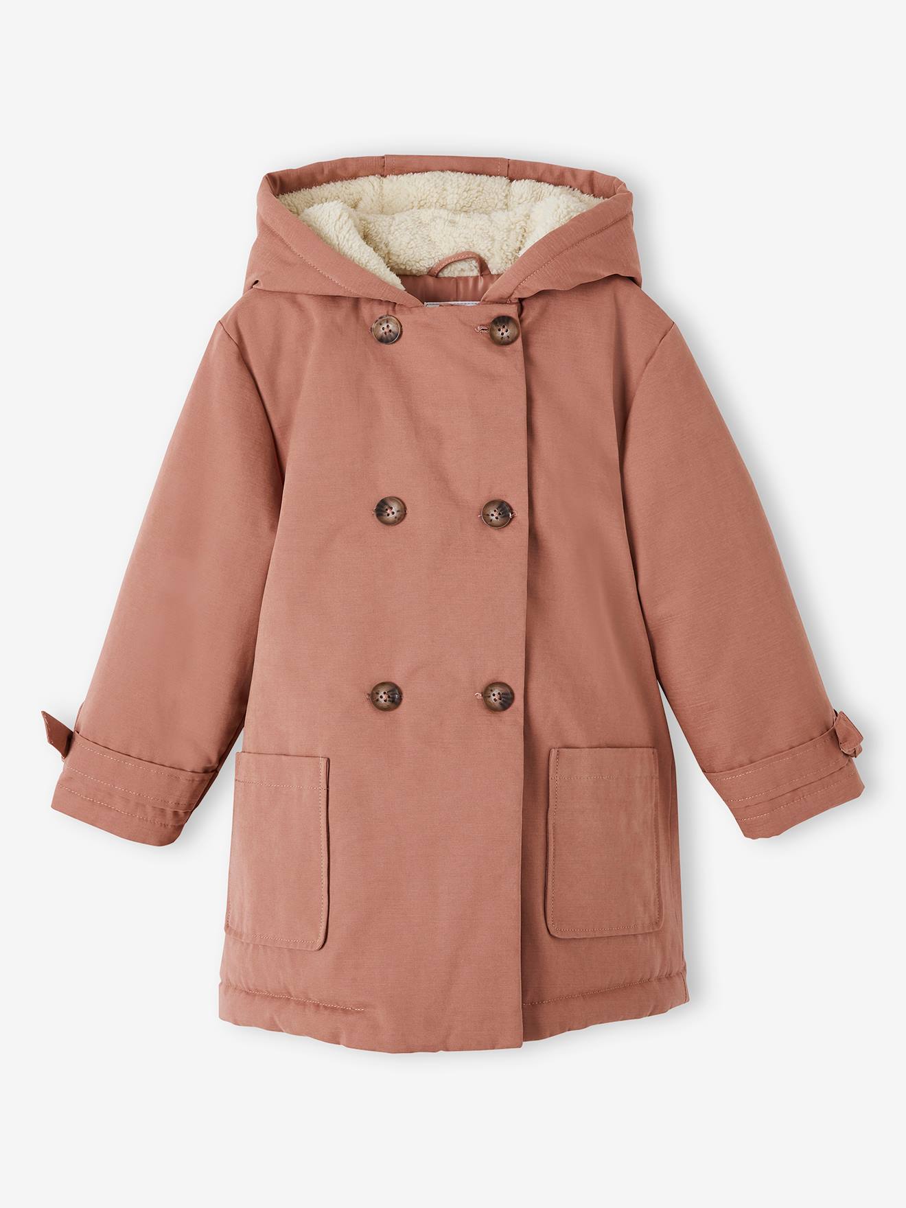 Hooded Parka in Chic Peachskin Effect Fabric
