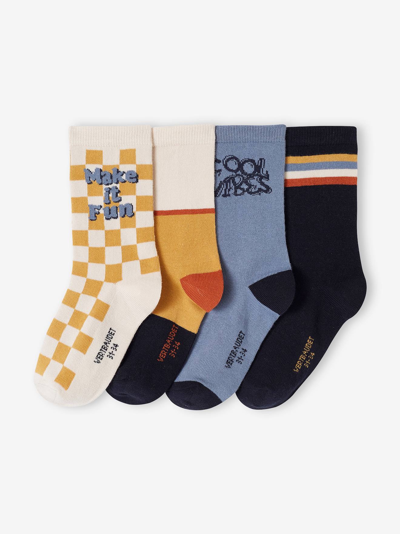 Pack of 4 Pairs of "Vintage" Socks for Boys turquoise