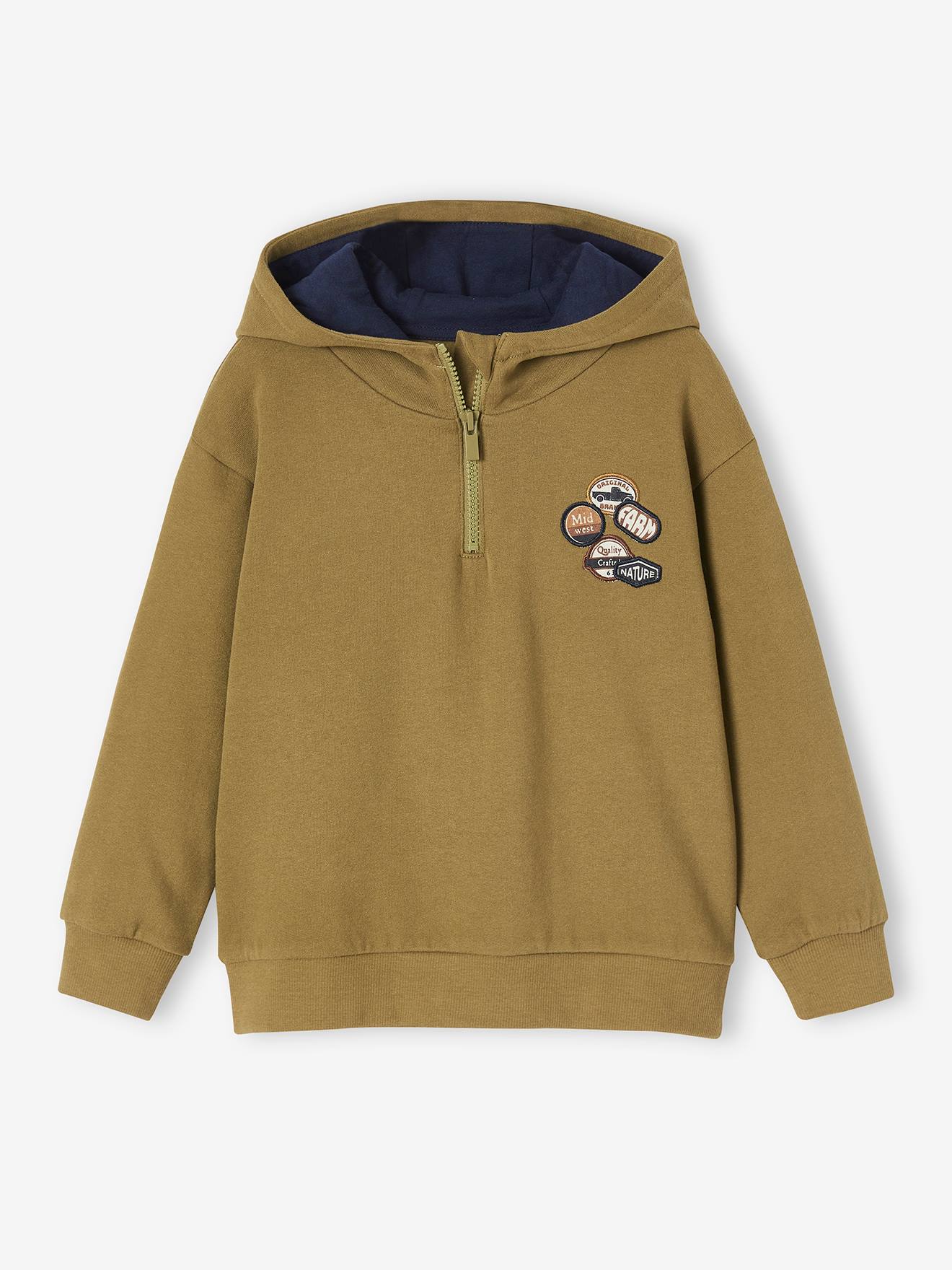 Hoodie with Animation Badges for Boys olive