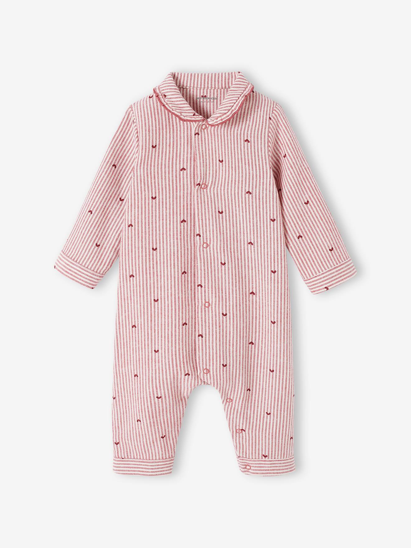 Cotton Sleepsuit with Front Opening for Baby Girls old rose