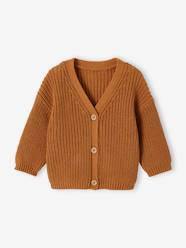 Baby-Jumpers, Cardigans & Sweaters-Cardigans-V-Neck Cardigan in Shimmery Knit for Babies