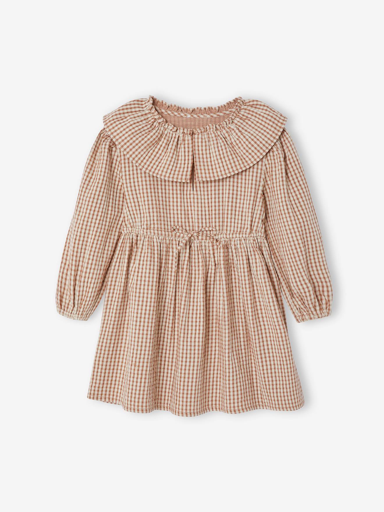 Beige on sale gingham dress