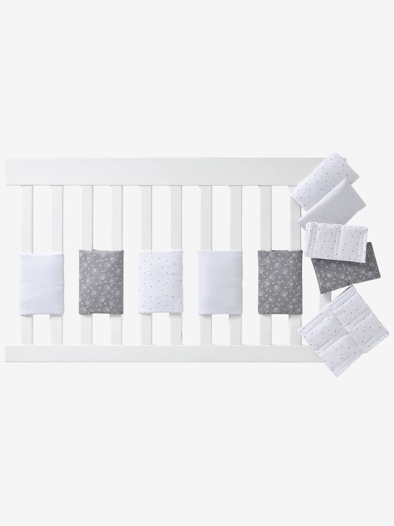 Breathable Cot Bumper white/print, Bedding & Decor Vertbaudet
