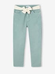 "Mom Fit" Trousers with Scarf Belt in Cotton Gauze for Girls