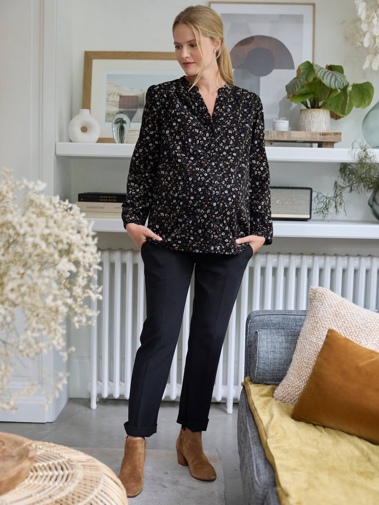 Printed Corduroy Blouse