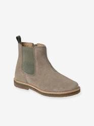 Shoes-Boys Footwear-Leather Boots with Zip & Elastic for Children