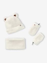 Baby-Accessories-Bear Mood Combo for Babies: Hood + Snood + Mittens in Sherpa