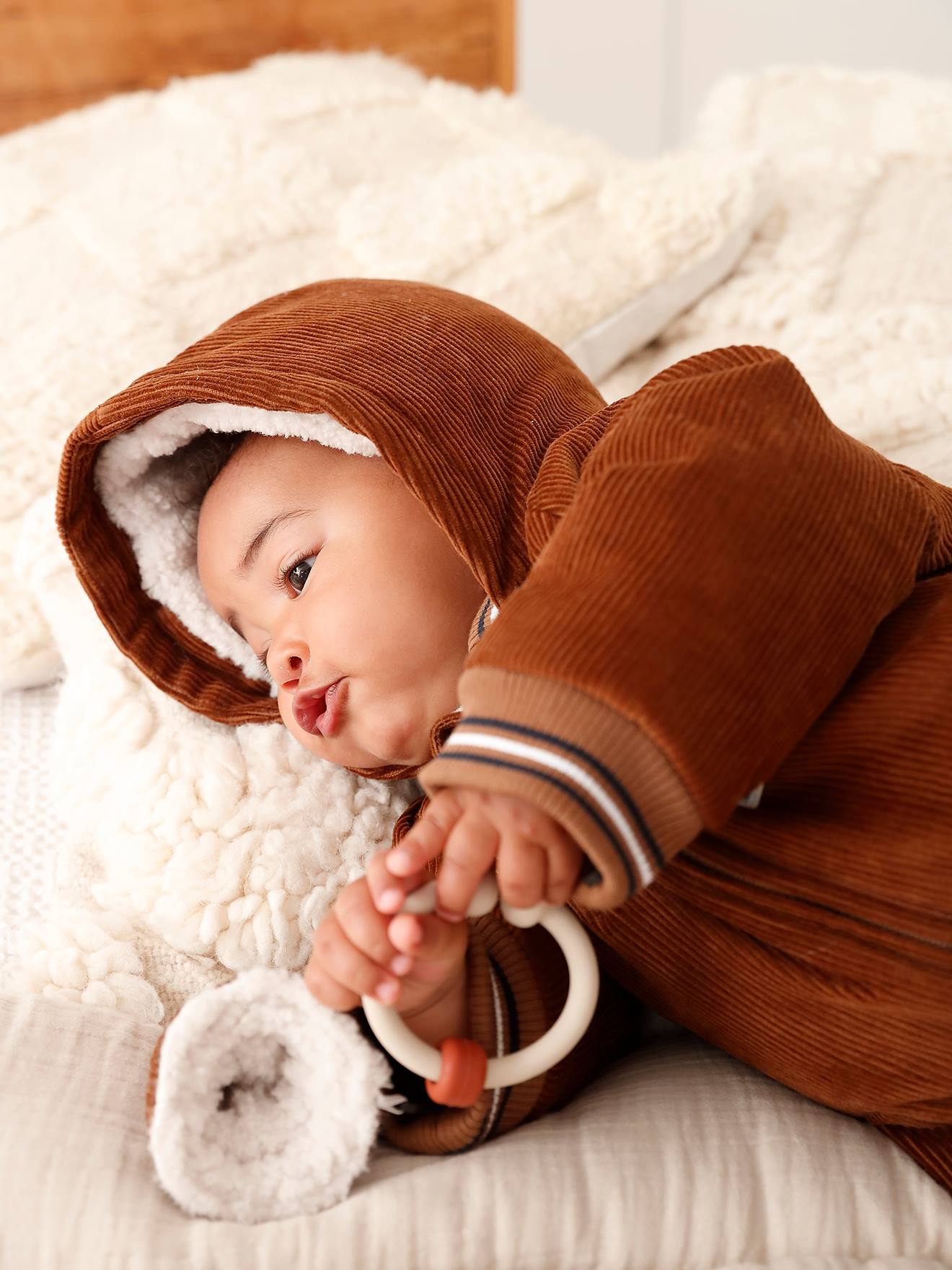 Corduroy Pramsuit with Removable Feet & Mittens