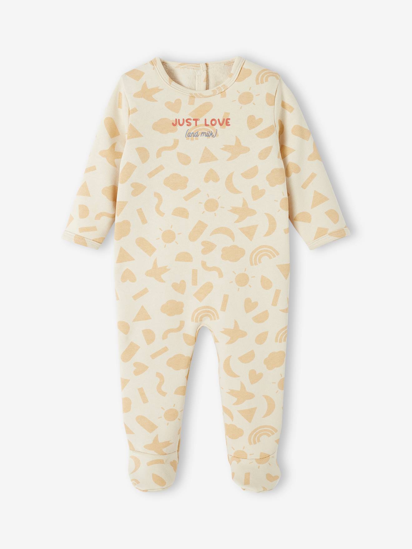 Fleece Sleepsuit in Organic Cotton for Babies sandy beige