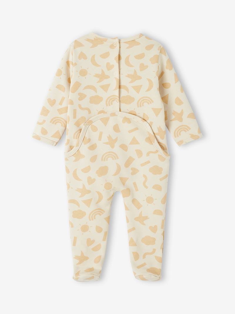 Fleece Sleepsuit in Organic Cotton for Babies sandy beige, Baby Vertbaudet