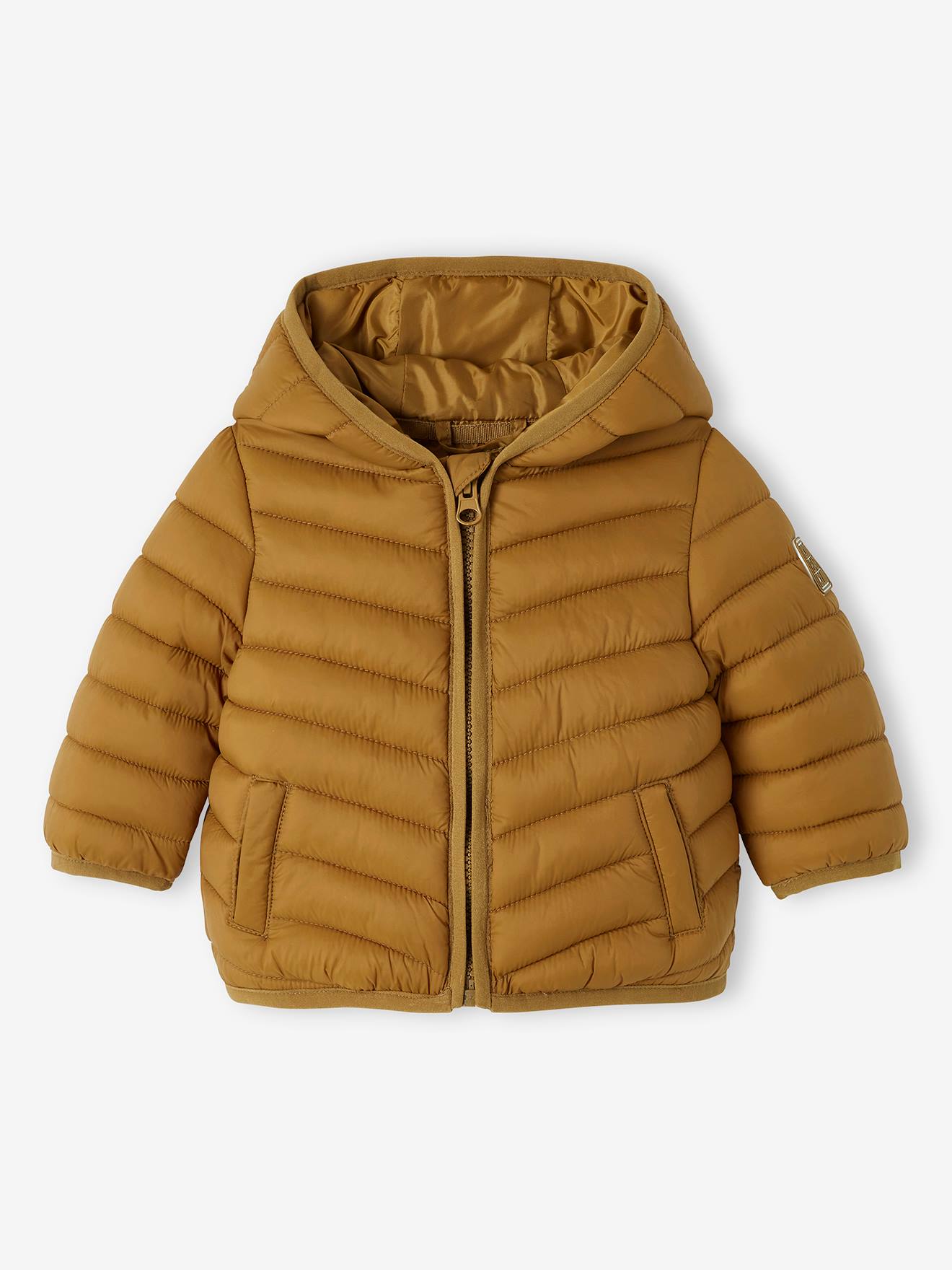 Lightweight Padded Jacket with Hood for Babies bronze