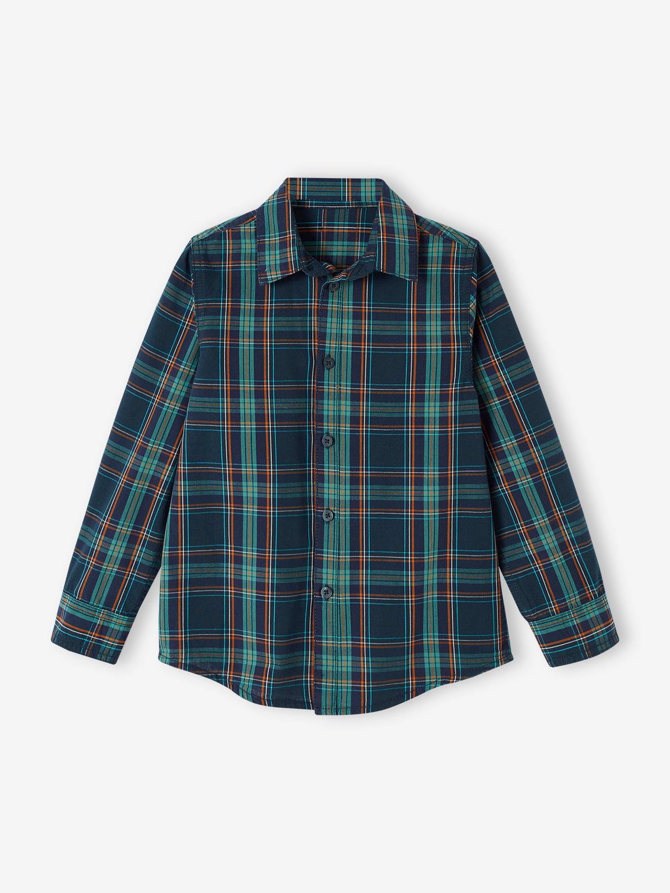 Chequered Shirt for Boys fir green