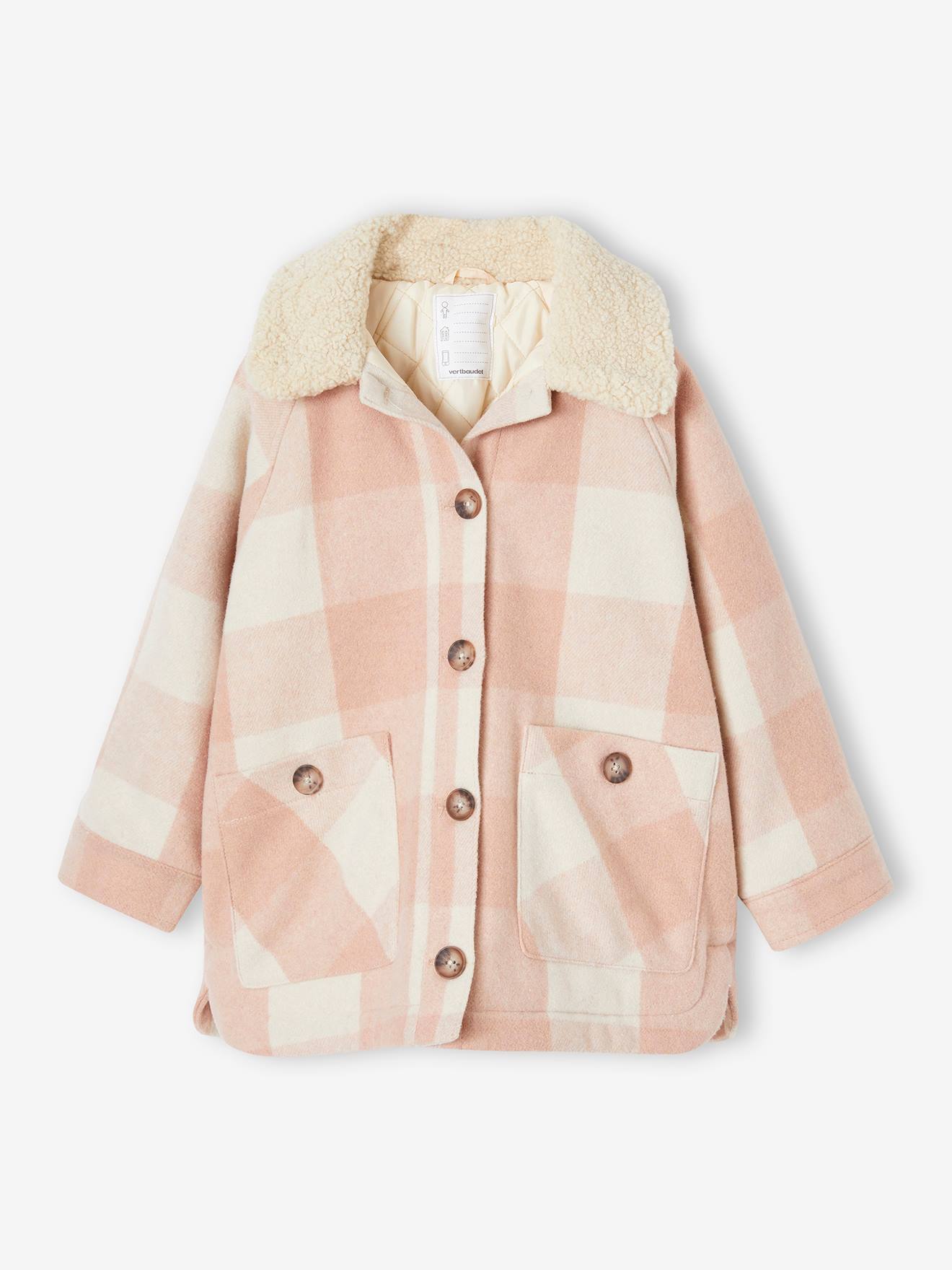 Shacket-Style Coat in Chequered Wool