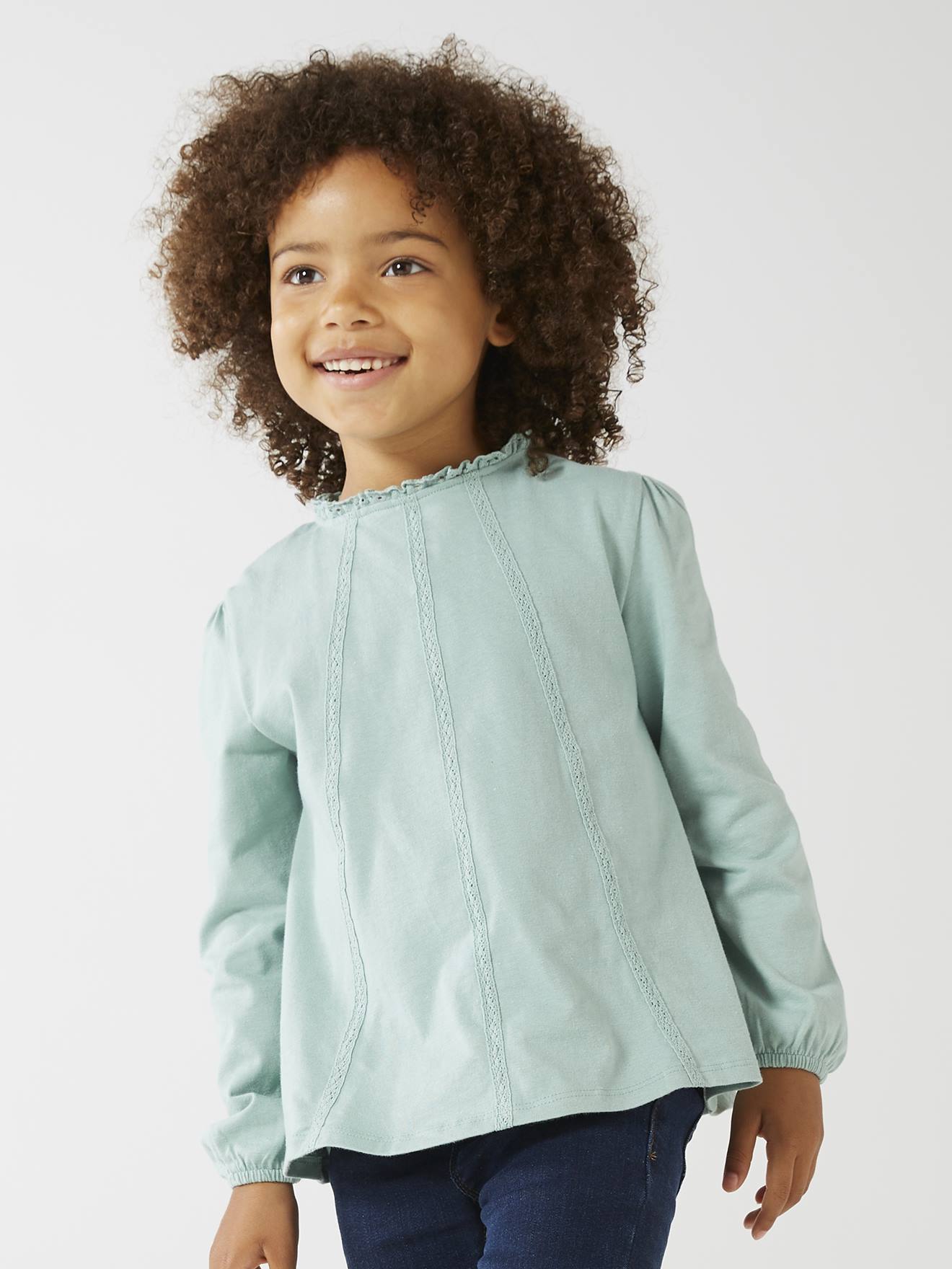 Blouse with Macrame Details, for Girls light green