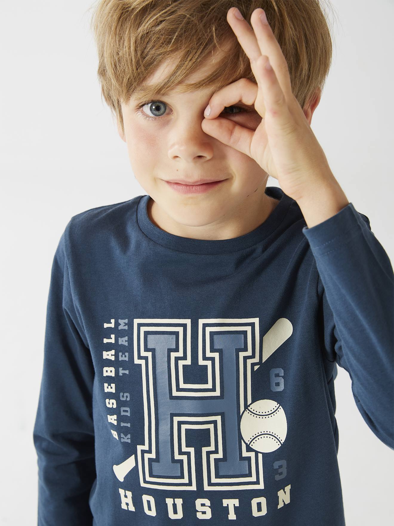 Basics Long Sleeve Top with Fun or Graphic Motif for Boys navy blue