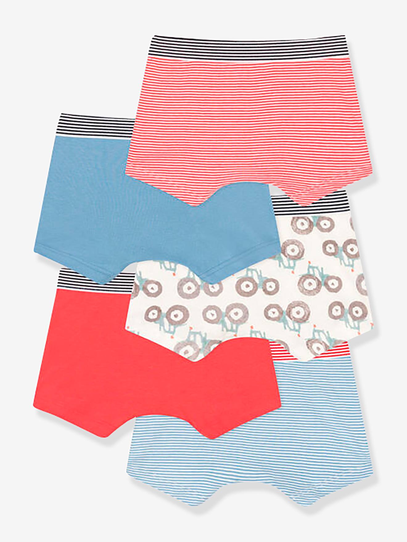 Pack of 5 Tractor Boxers in Cotton for Young Boys, PETIT BATEAU