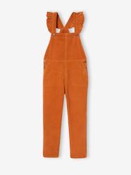 Girls-Corduroy Dungarees with Ruffles on Straps for Girls