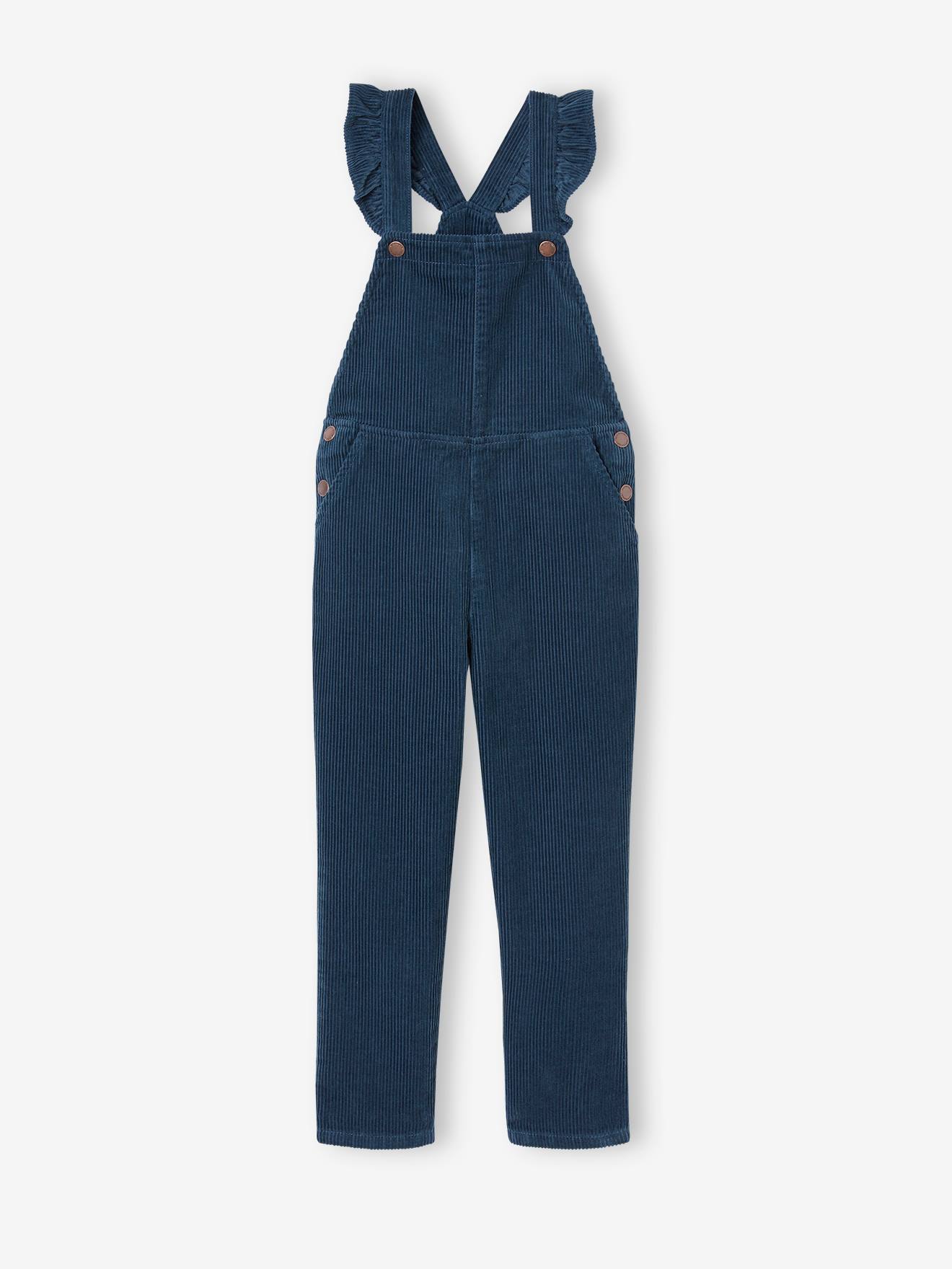 Corduroy Dungarees with Ruffles on Straps