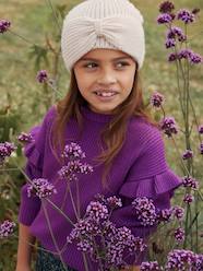 Girls-Accessories-Rib Knit Beanie with Fancy Bow, for Girls