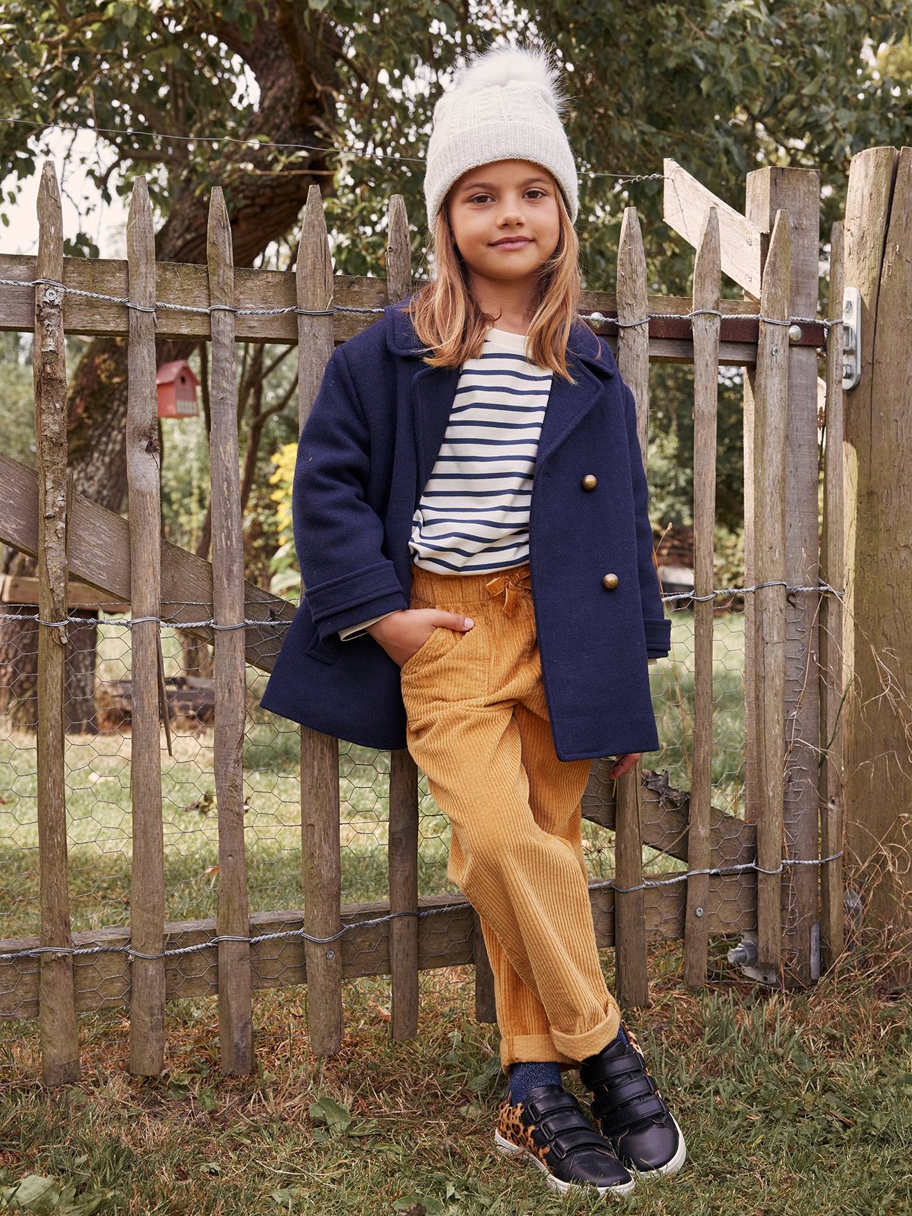 Corduroy Paperbag Trousers for Girls mustard