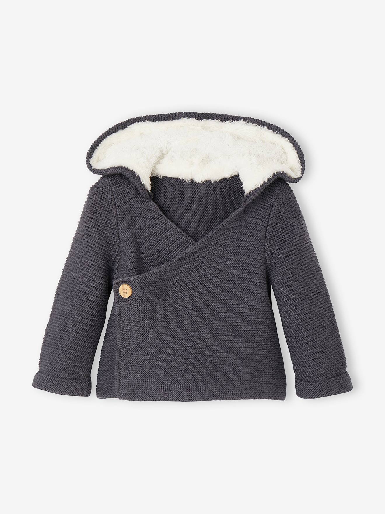 Faux fur 2024 hooded cardigan