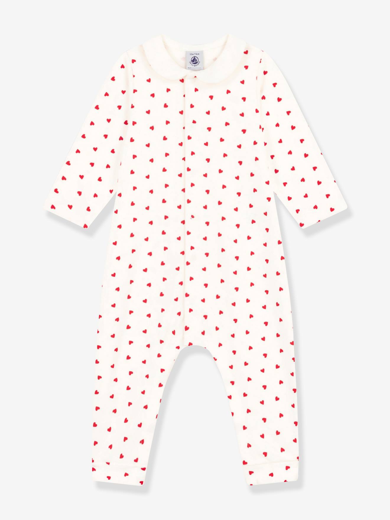 Small Hearts Jumpsuit for Babies, PETIT BATEAU printed white