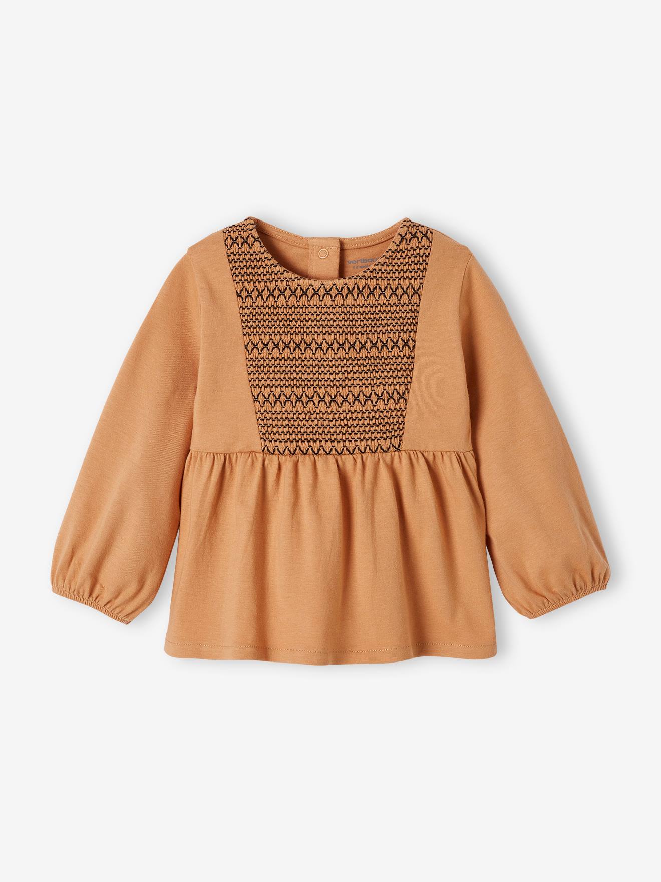 Smocked Top for Babies camel