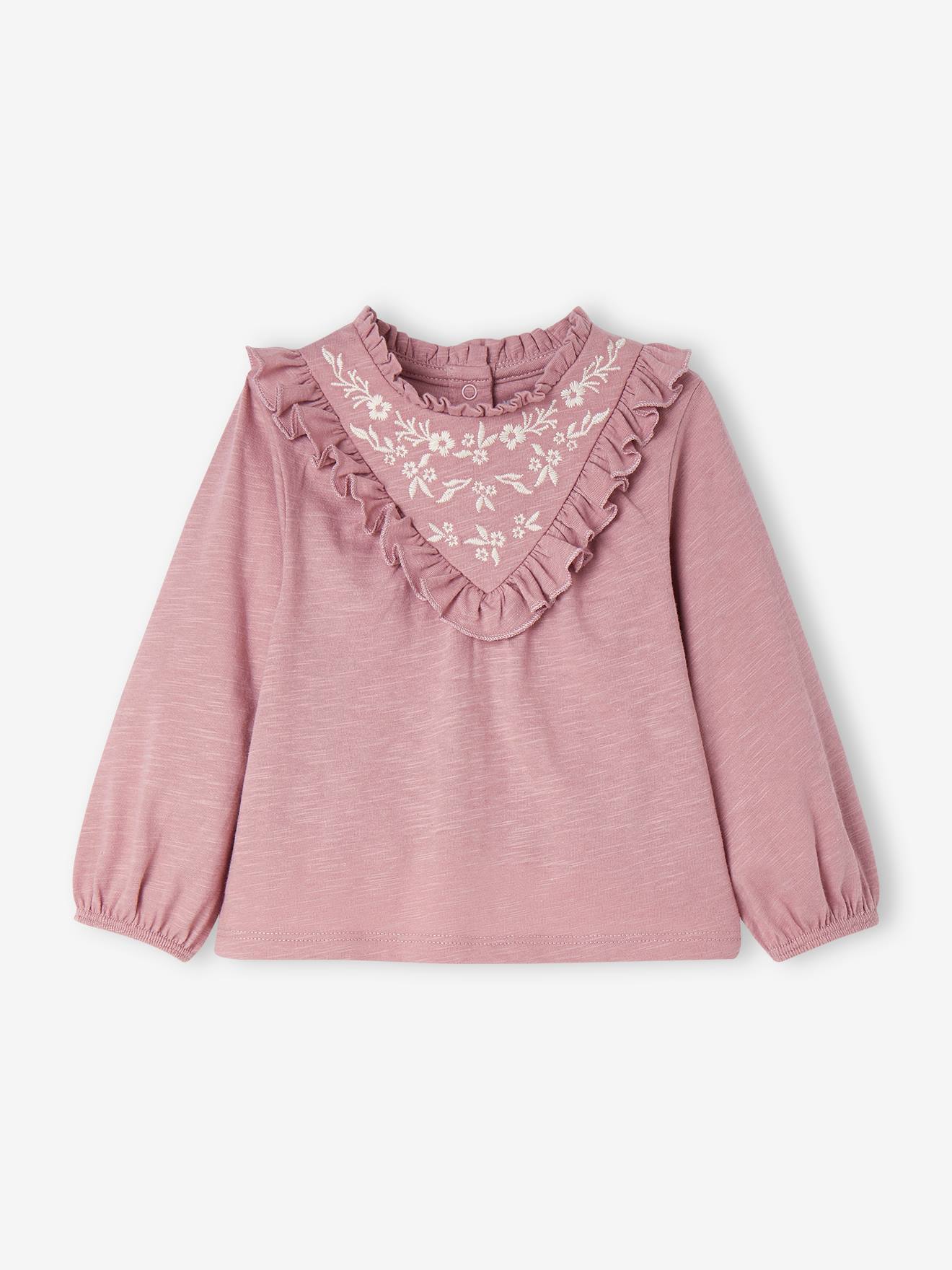 Embroidered Top with Ruffle for Babies lilac
