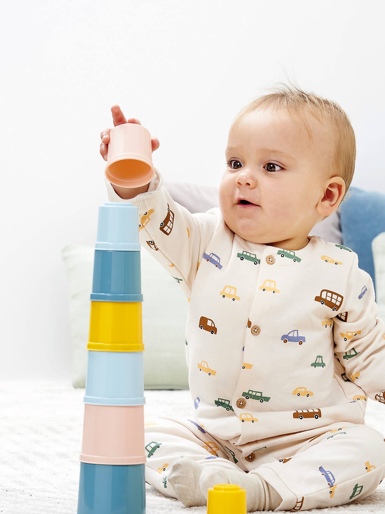 8 Stackable Pots - ECOIFFIER - sky blue, Toys | Vertbaudet