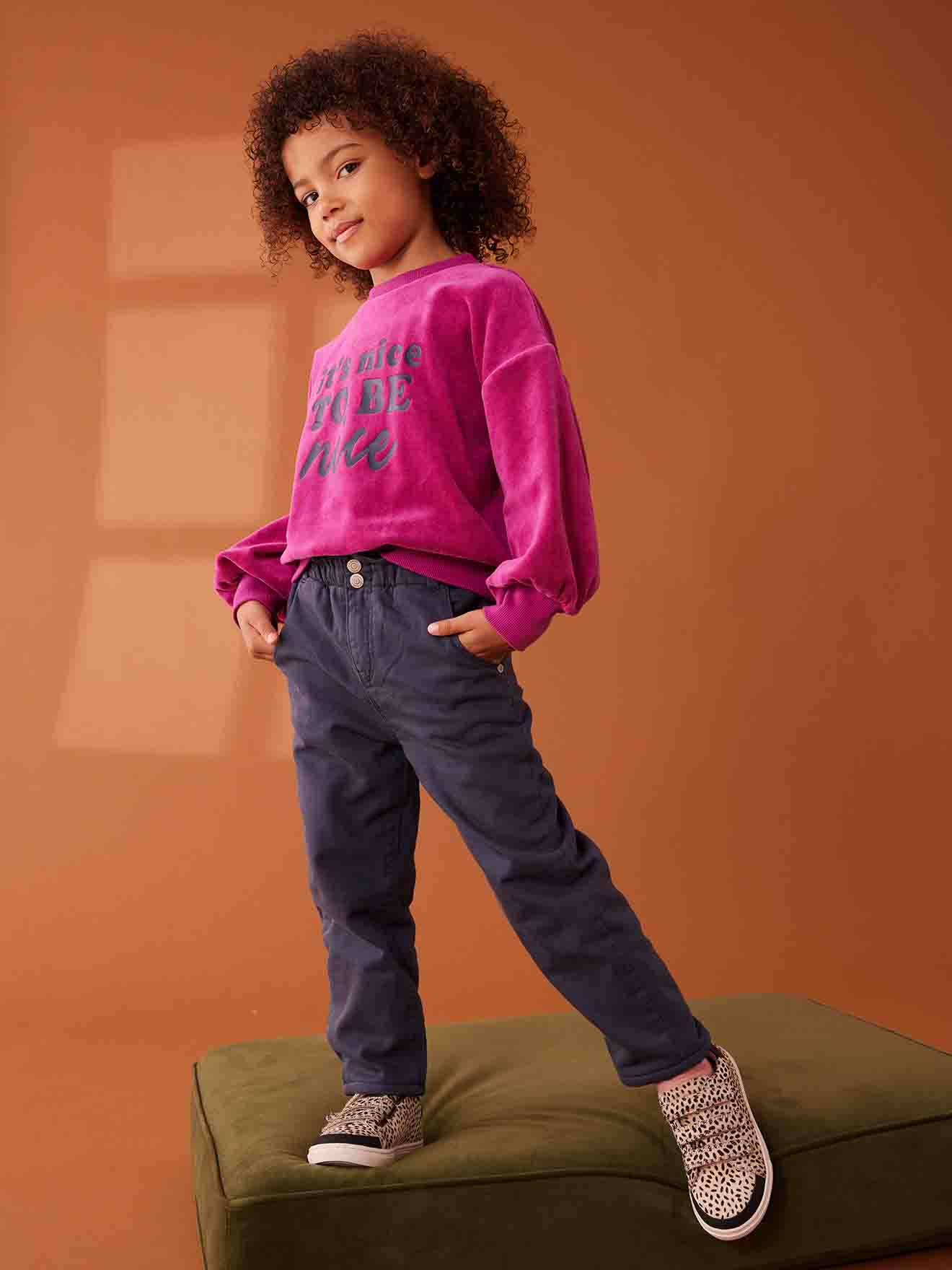 Paperbag-Style Trousers with Polar Fleece Lining