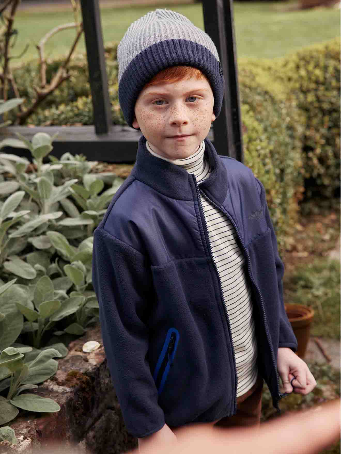 Two-Tone Beanie in Rib Knit for Boys