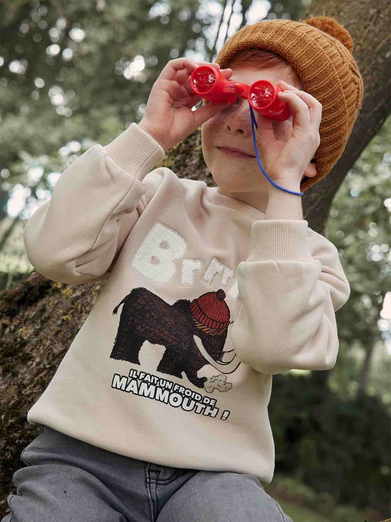 Sweatshirt with Mammoth & Boucle Knit Details, for Boys beige