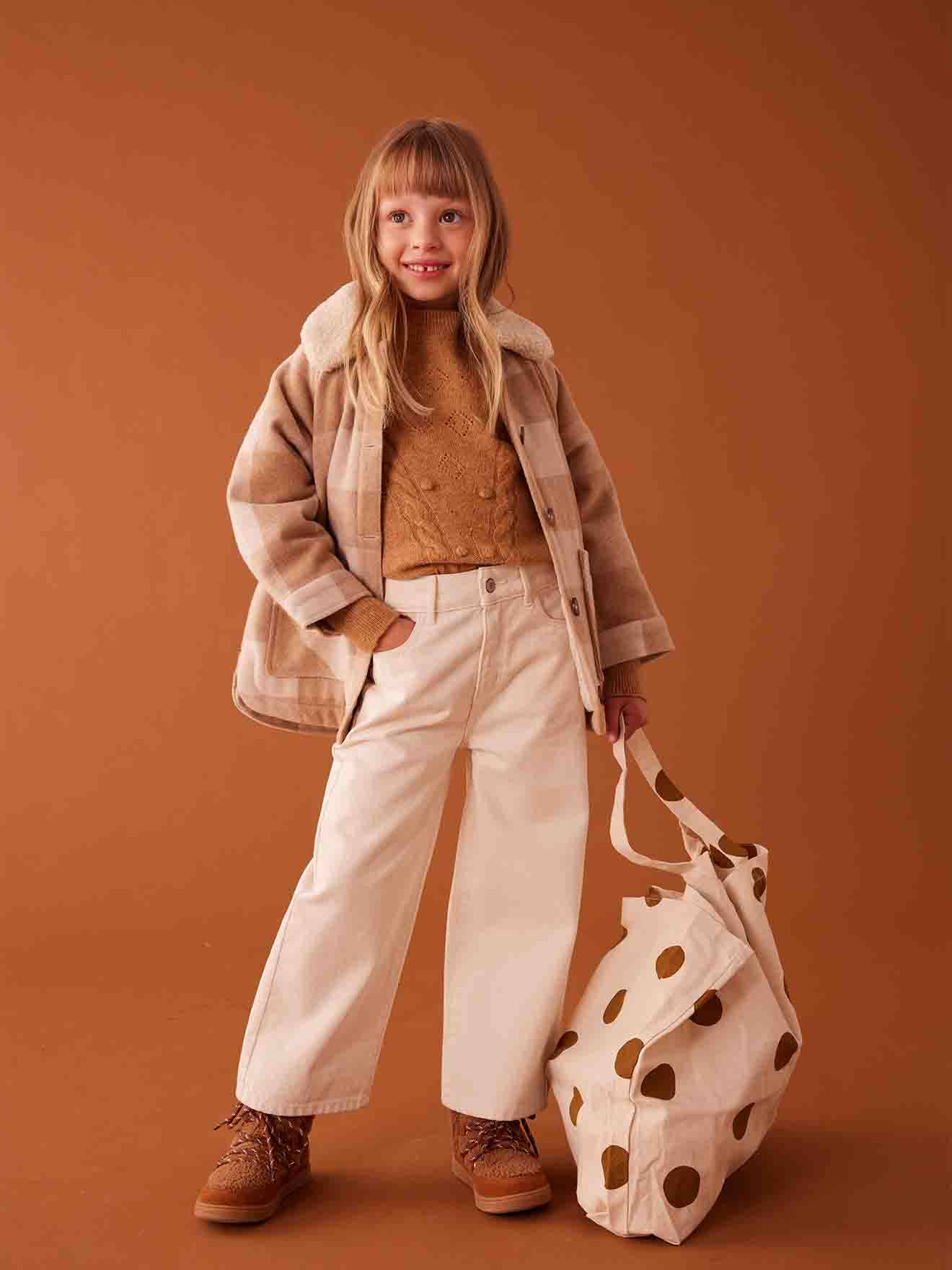 Shacket-Style Coat in Chequered Wool