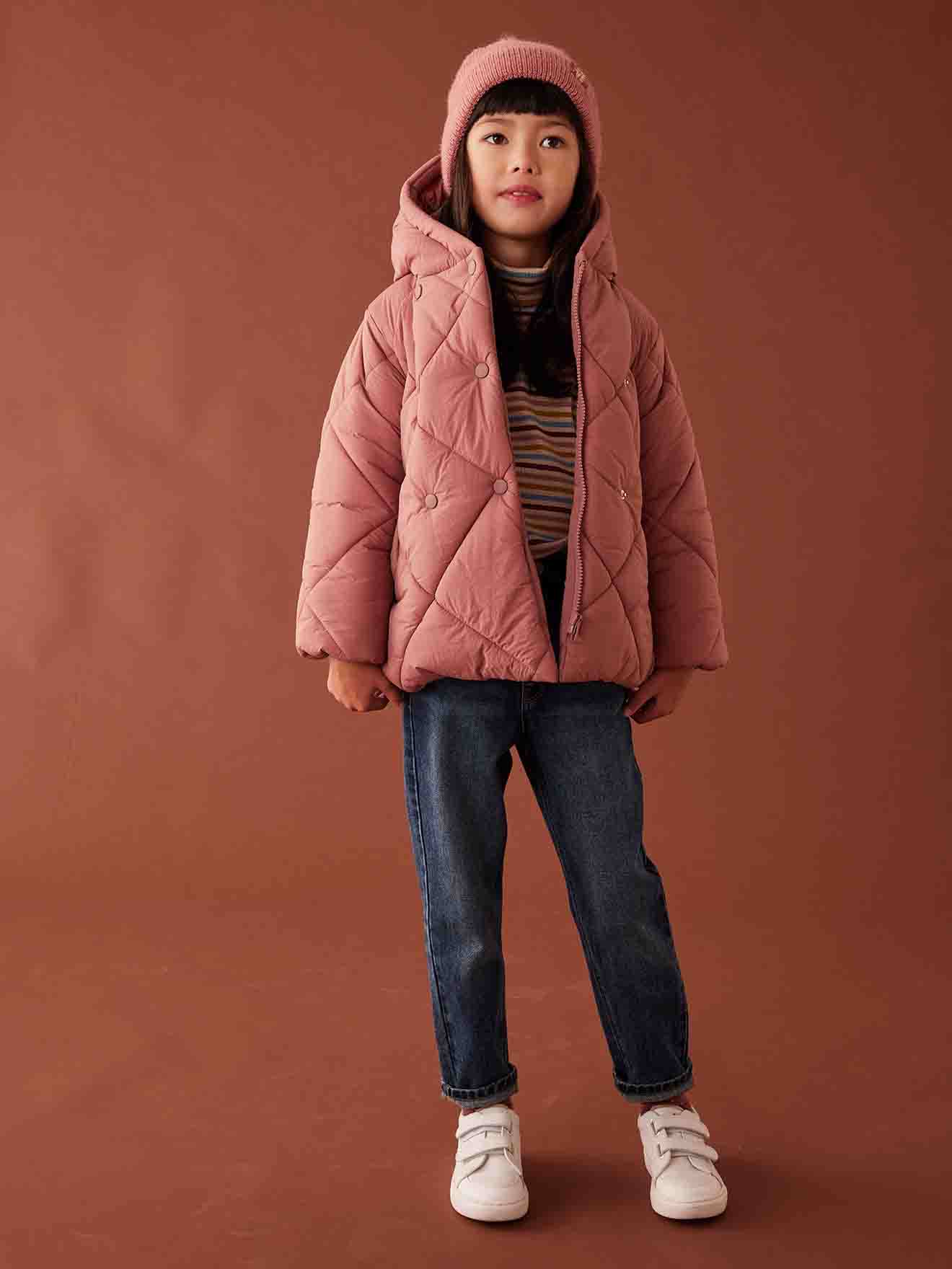 Padded Coat with Hood & Sherpa Lining