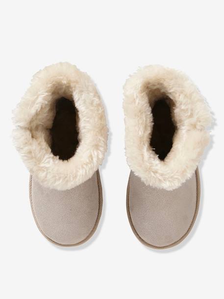 Girls' Boots with Fur BEIGE LIGHT METALISED+BLACK DARK SOLID+BROWN MEDIUM ALL OVER PRINTED+PINK LIGHT ALL OVER PRINTED 