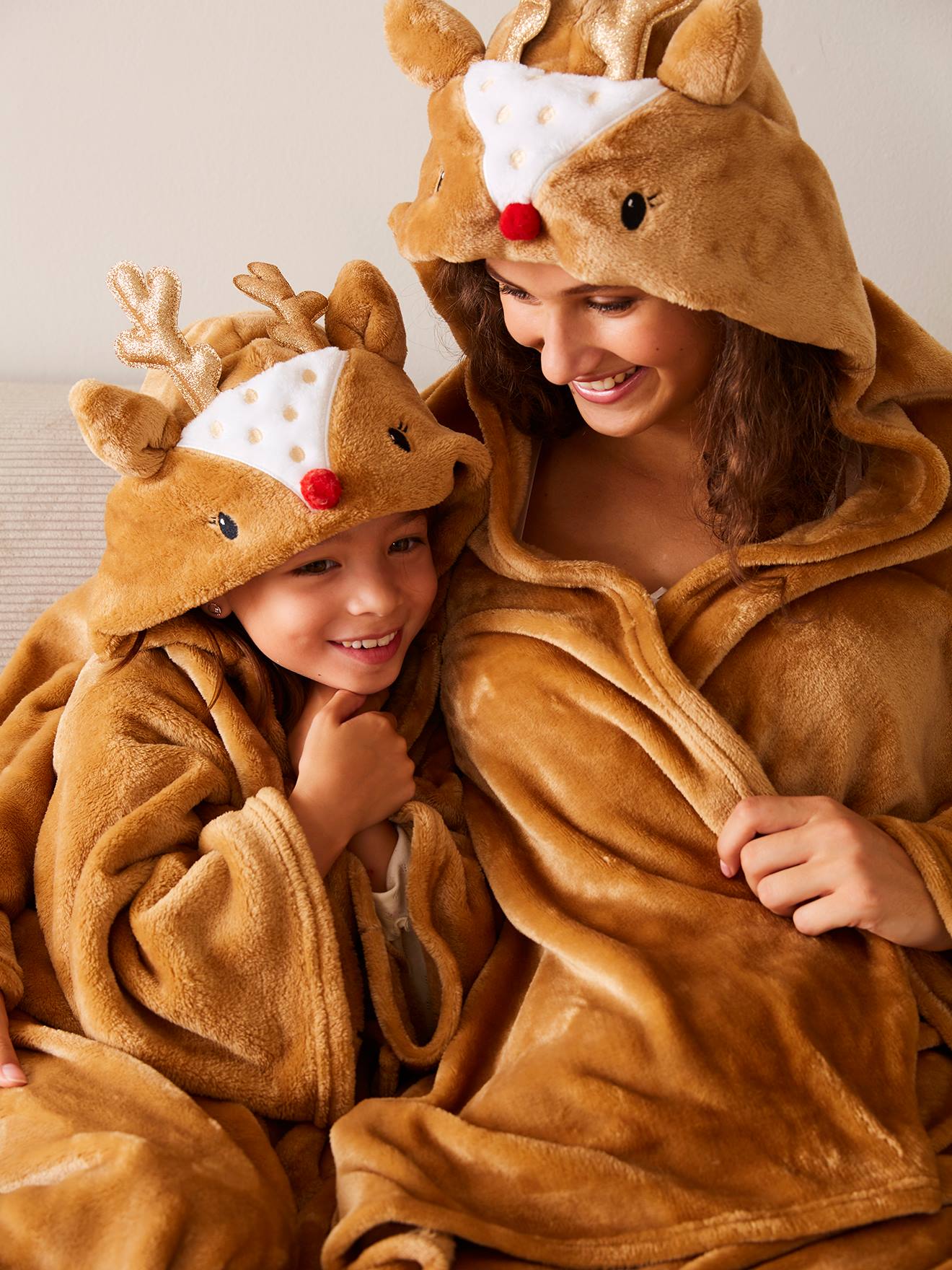 Reindeer Blanket with Sleeves & Hood light