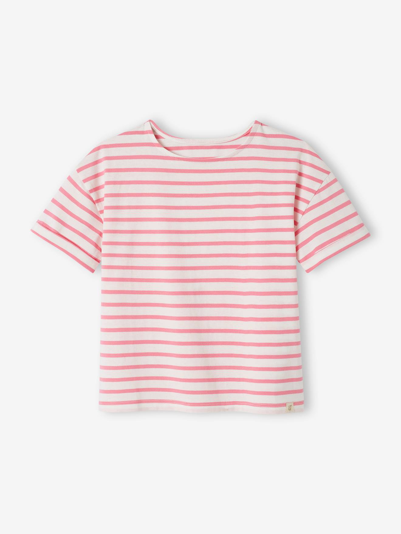 Sailor-Type T-Shirt for Girls striped pink