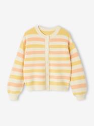 Girls-Striped Cardigan in Shimmery Rib Knit for Girls