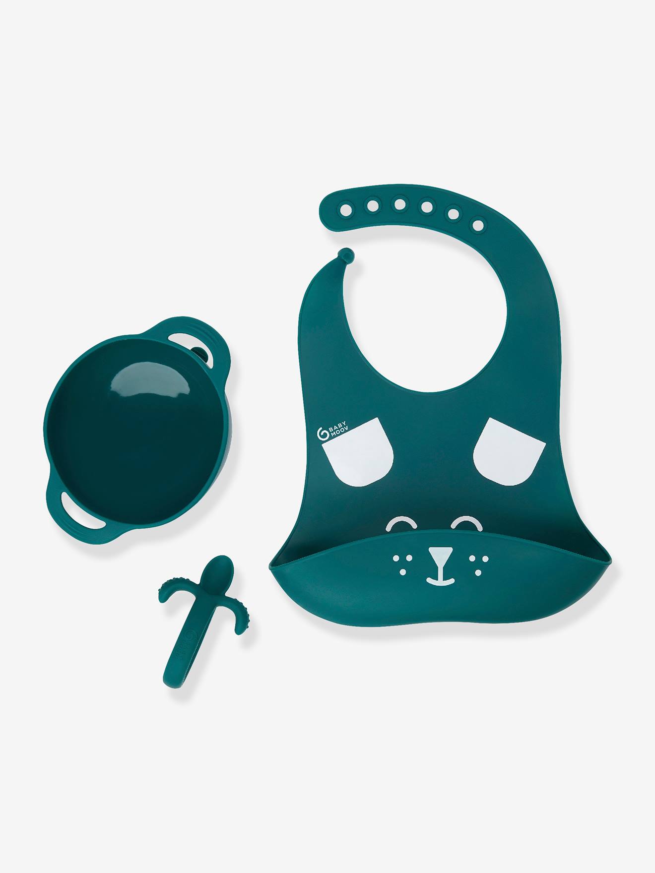 Silicone Mealtime Set, First’Isy by BABYMOOV blue light solid