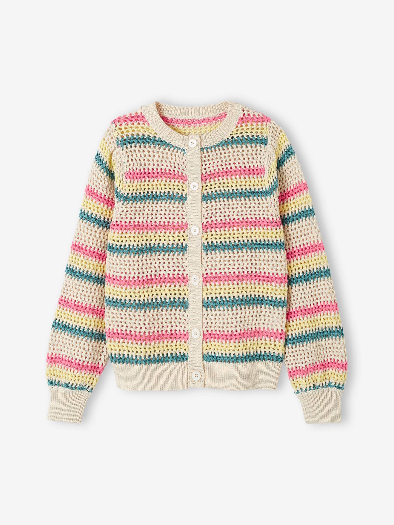 Striped Cardigan in Fancy Knit
