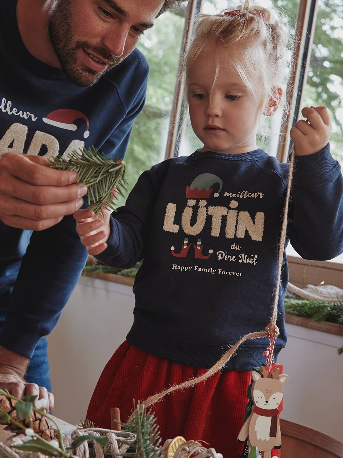 Christmas Special Sweatshirt, "Happy Family Forever" Capsule Collection, for Children navy blue