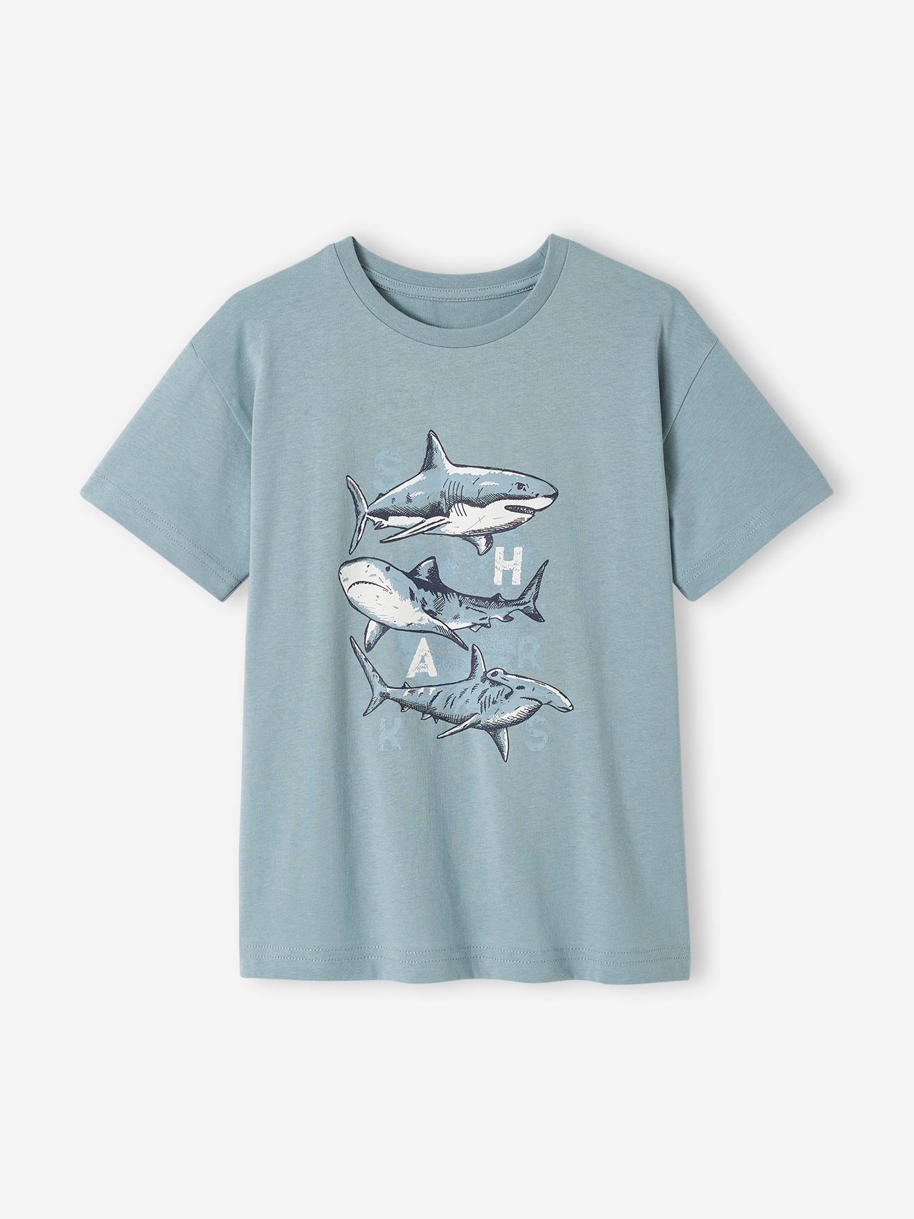 T-Shirt with Animal Motif for Boys grey blue