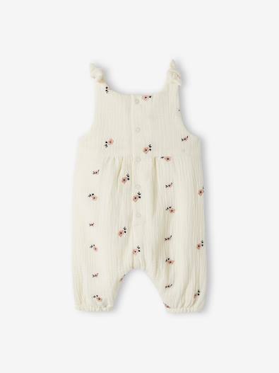 Jumpsuit for Newborn Babies, Embroidery in Cotton Gauze - light green ...