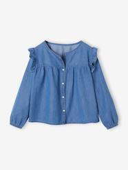 Girls-Denim Shirt with Ruffles for Girls