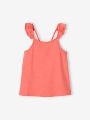 -Basics Sleeveless Top with Ruffles on Straps for Girls