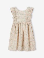 Girls-Frilly Occasion Wear Dress with Flower Motifs for Girls